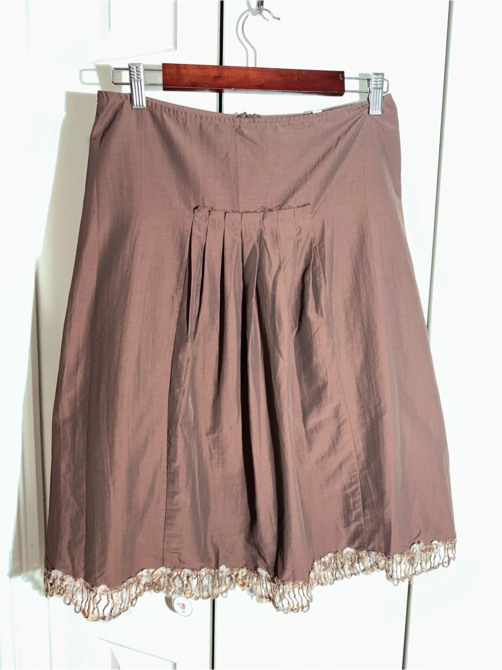 Anthropologie C. C. Outlaw Brown Cotton Blend Midi Skirt A-line Sz 6  AA25